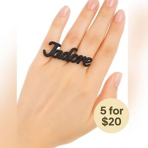 J'adore Y2K Black Script Double Ring